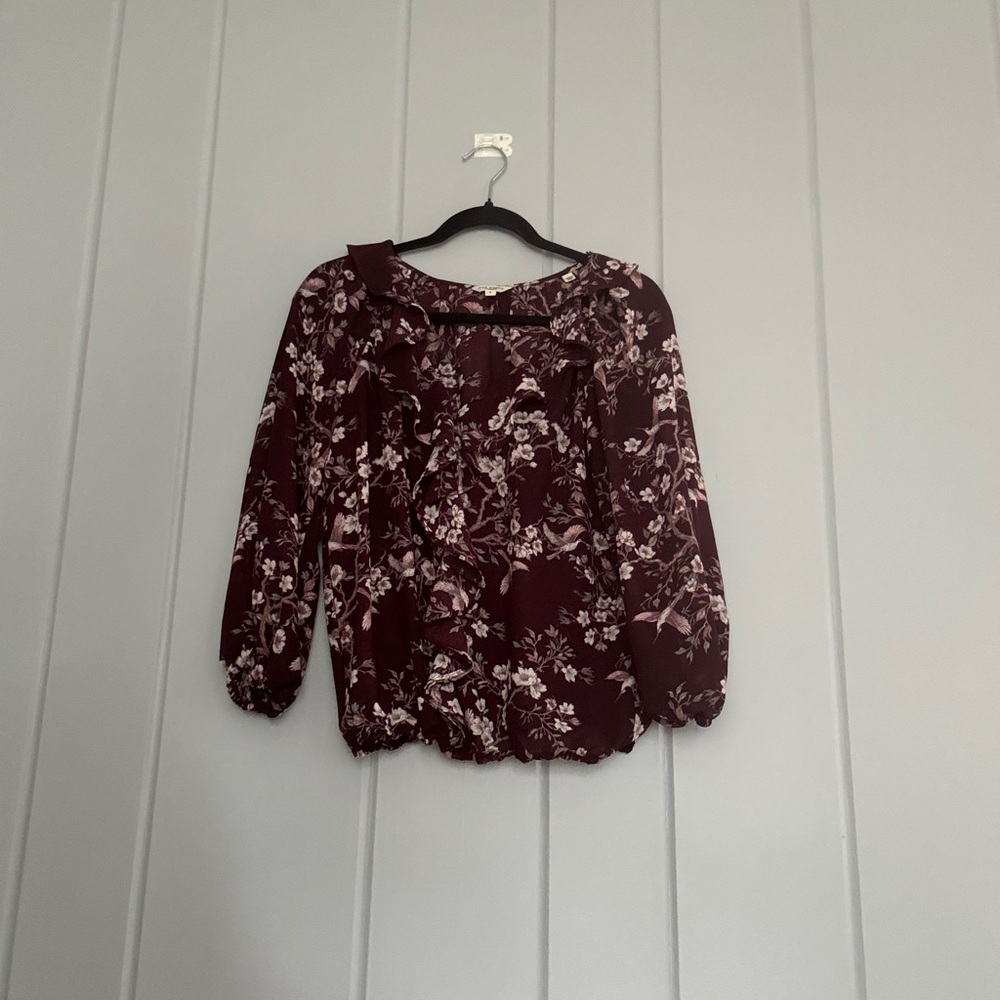 Floral Burgundy Women's Top and skirt